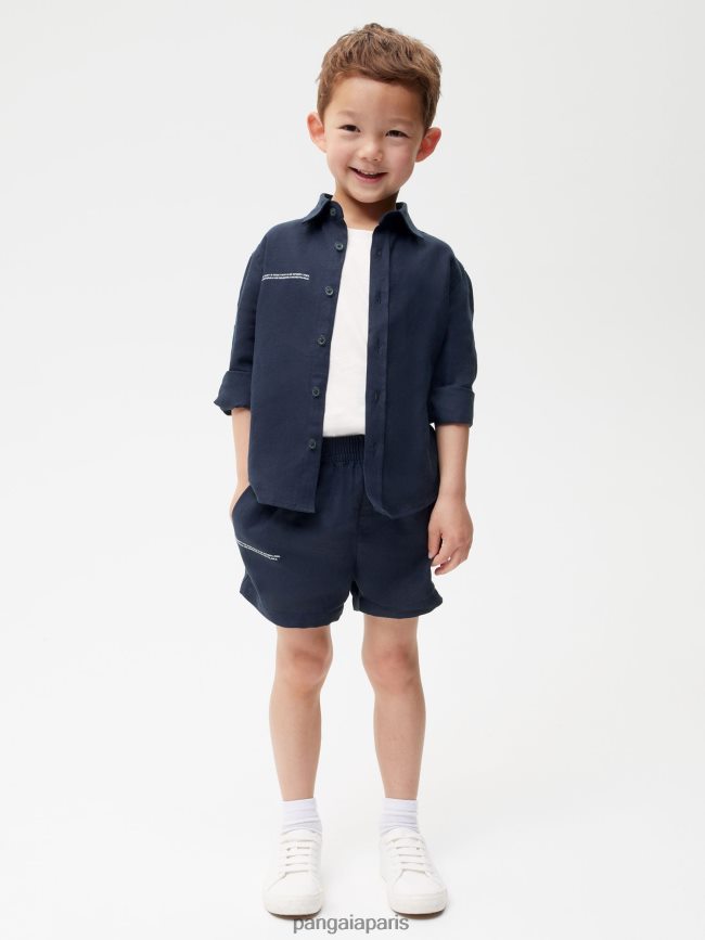 bleu marine Pangaia vêtements enfants DH84F0623 short en lin aloès
