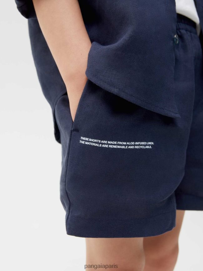bleu marine Pangaia vêtements enfants DH84F0623 short en lin aloès