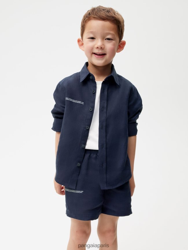 bleu marine Pangaia vêtements enfants DH84F0623 short en lin aloès