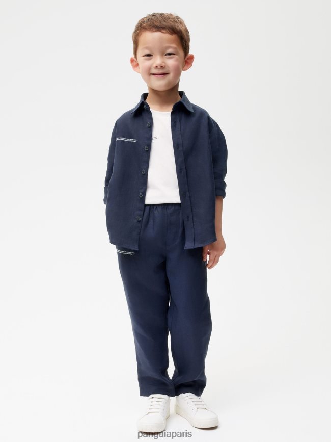 bleu marine Pangaia vêtements enfants DH84F0635 pantalon en lin aloès
