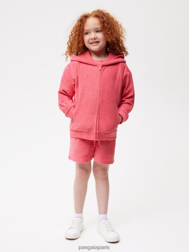 rose lotus Pangaia vêtements enfants DH84F0564 sweat à capuche zippé en tissu éponge