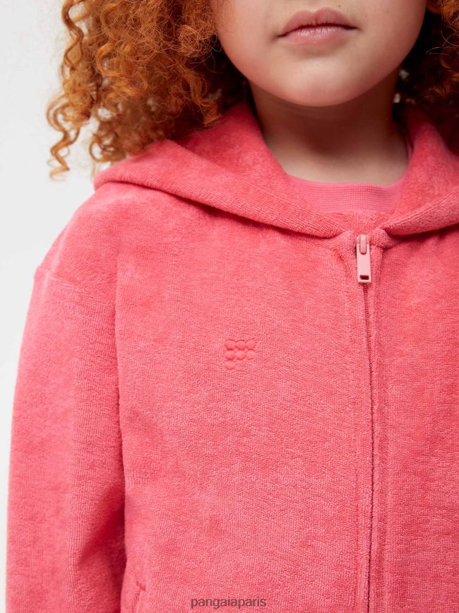 rose lotus Pangaia vêtements enfants DH84F0564 sweat à capuche zippé en tissu éponge