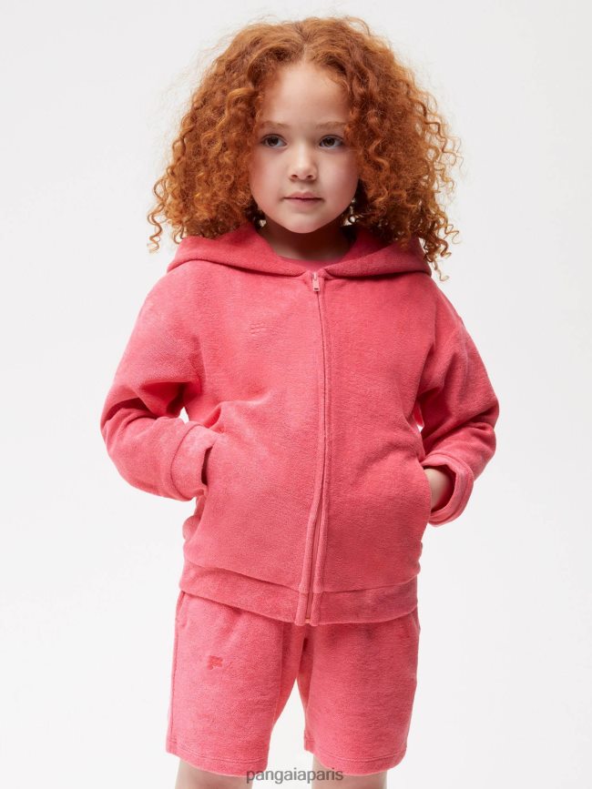 rose lotus Pangaia vêtements enfants DH84F0564 sweat à capuche zippé en tissu éponge