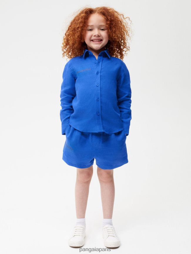 bleu cobalt Pangaia vêtements enfants DH84F0586 chemise à manches longues en lin aloès