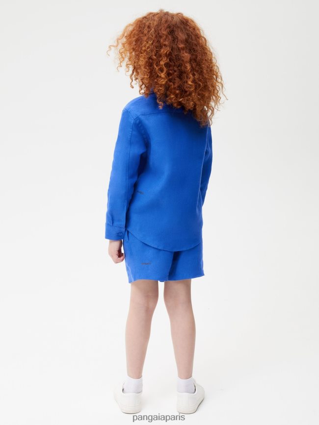 bleu cobalt Pangaia vêtements enfants DH84F0586 chemise à manches longues en lin aloès