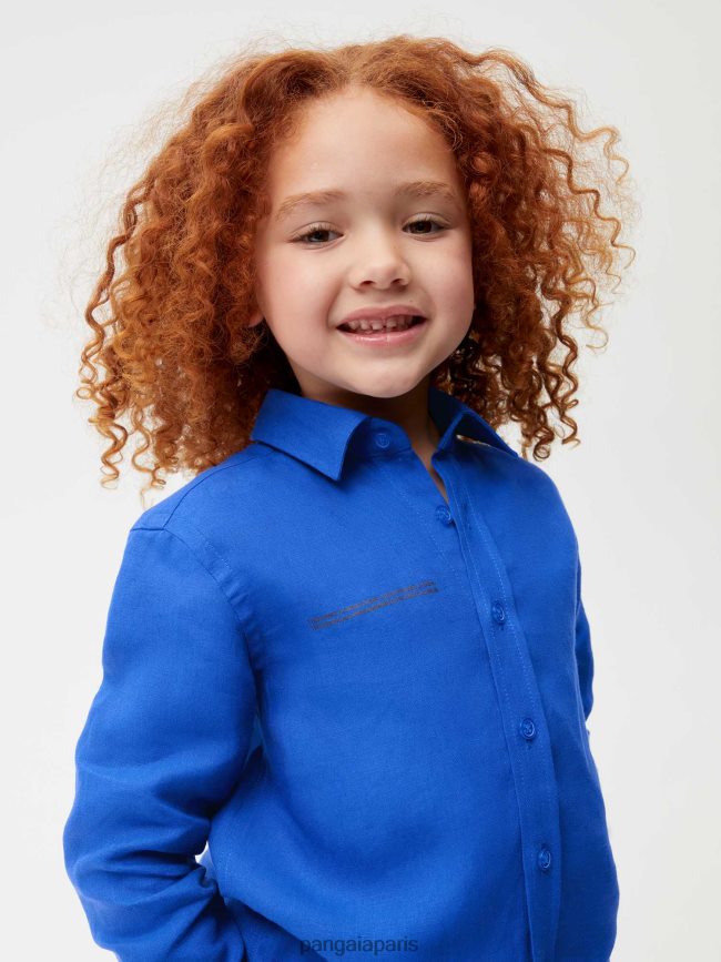 bleu cobalt Pangaia vêtements enfants DH84F0586 chemise à manches longues en lin aloès
