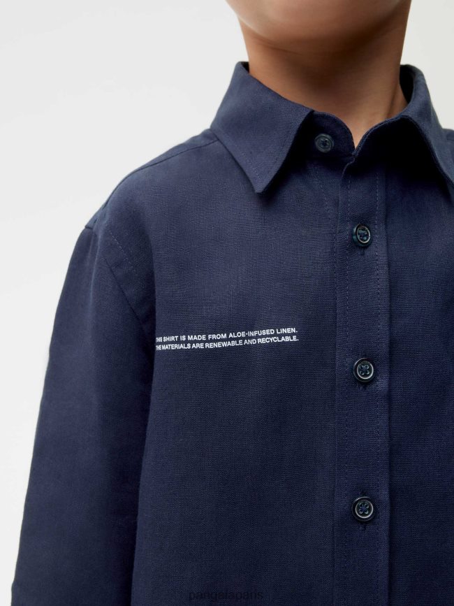 bleu marine Pangaia vêtements enfants DH84F0588 chemise à manches longues en lin aloès