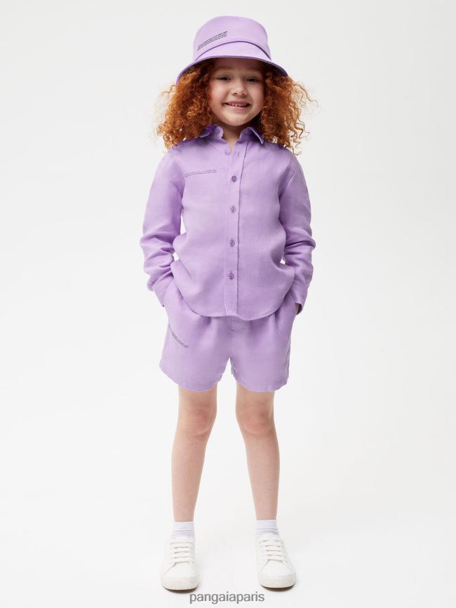 orchidée violette Pangaia vêtements enfants DH84F0603 chemise à manches longues en lin aloès