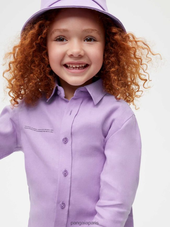 orchidée violette Pangaia vêtements enfants DH84F0603 chemise à manches longues en lin aloès
