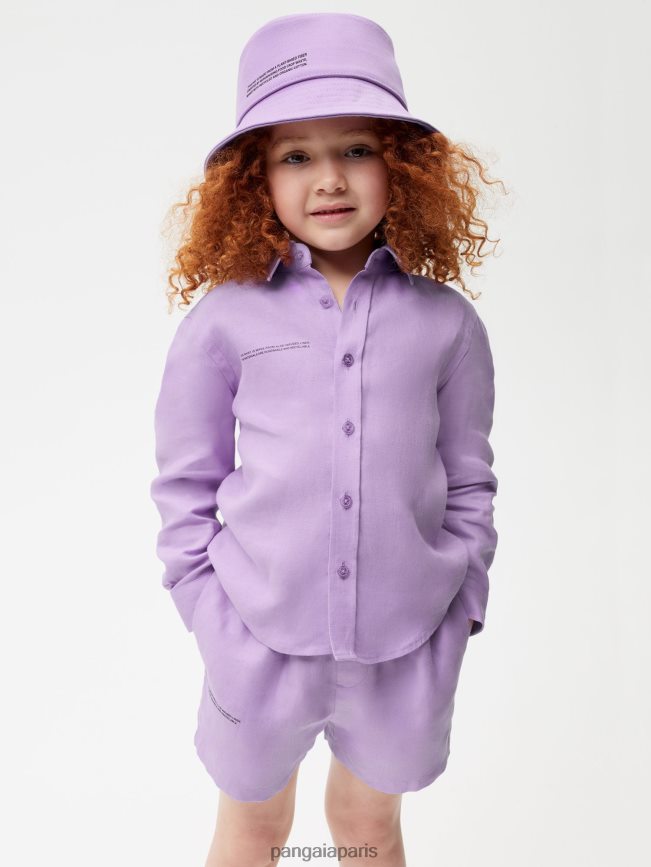 orchidée violette Pangaia vêtements enfants DH84F0603 chemise à manches longues en lin aloès