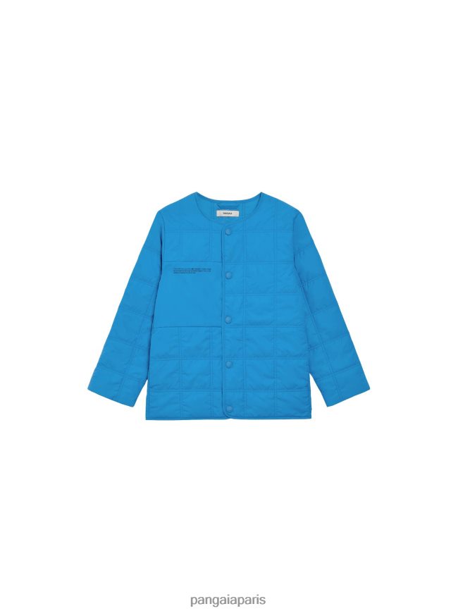 bleu céruléen Pangaia vêtements enfants DH84F0652 veste sans col matelassée flwrdwn