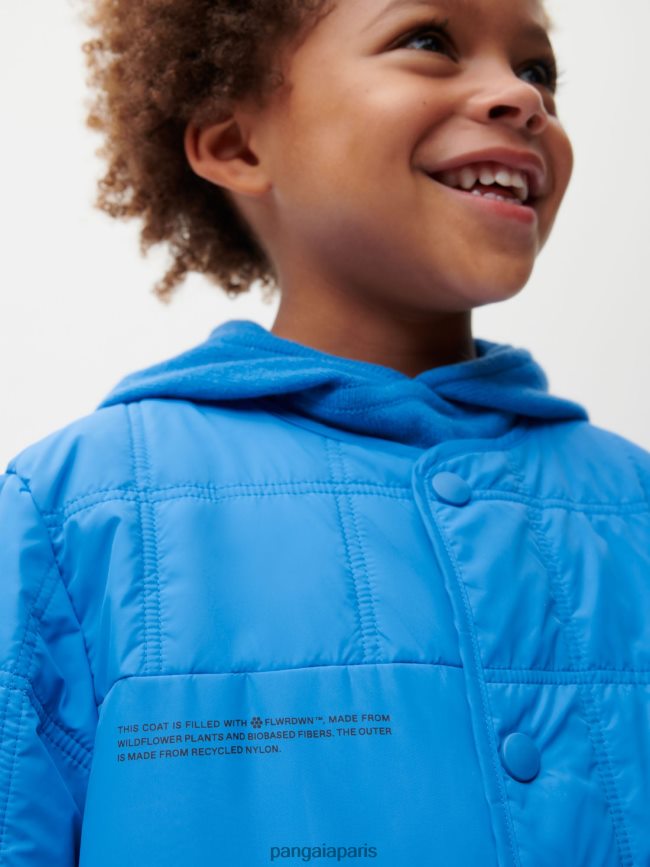 bleu céruléen Pangaia vêtements enfants DH84F0652 veste sans col matelassée flwrdwn