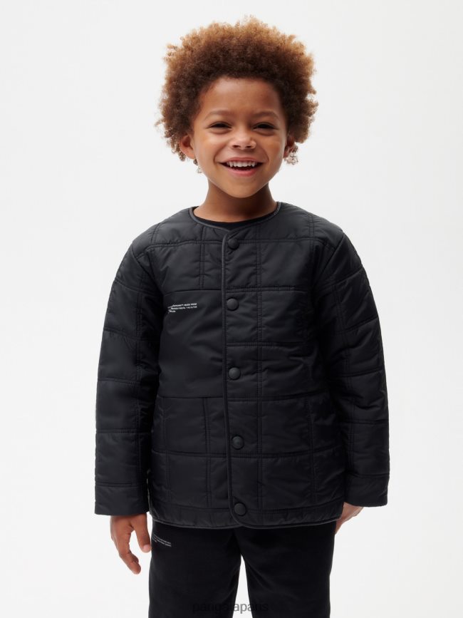 noir Pangaia vêtements enfants DH84F0651 veste sans col matelassée flwrdwn