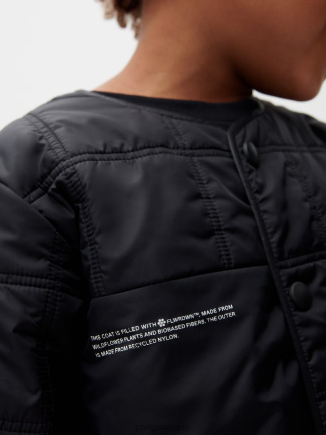 noir Pangaia vêtements enfants DH84F0651 veste sans col matelassée flwrdwn