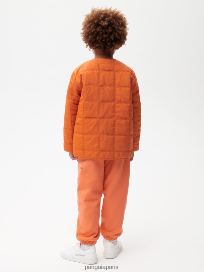 orange cannelle Pangaia vêtements enfants DH84F0650 veste sans col matelassée flwrdwn
