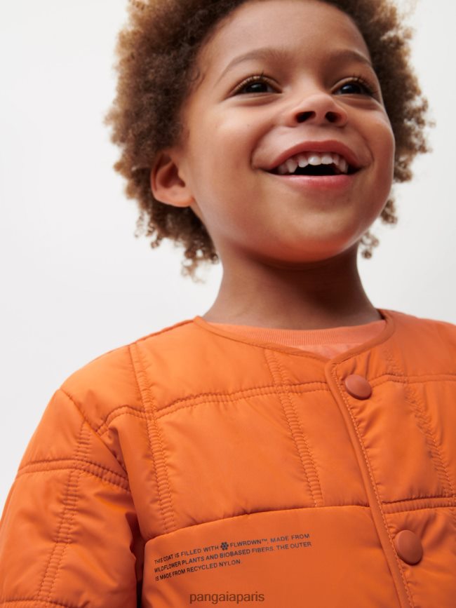orange cannelle Pangaia vêtements enfants DH84F0650 veste sans col matelassée flwrdwn