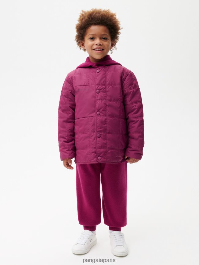 violet prune Pangaia vêtements enfants DH84F0649 veste sans col matelassée flwrdwn
