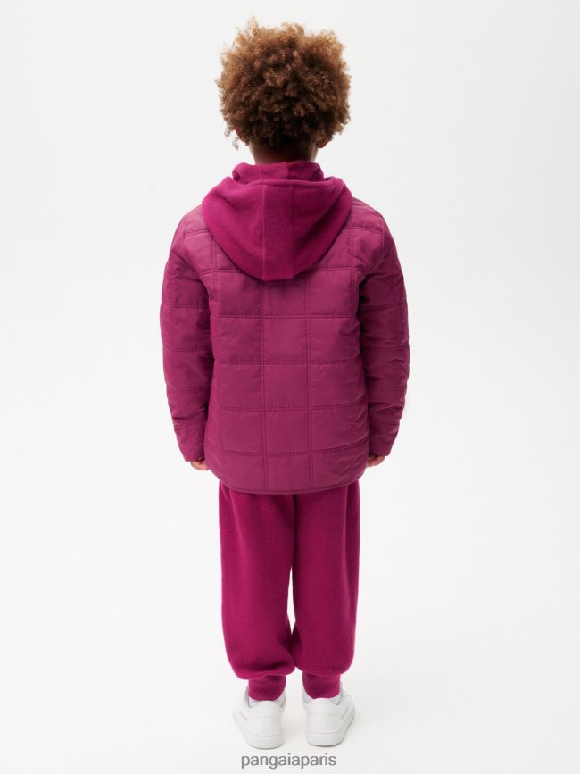 violet prune Pangaia vêtements enfants DH84F0649 veste sans col matelassée flwrdwn