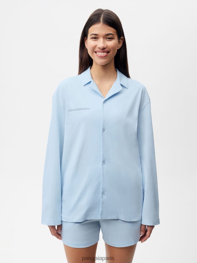 bleu pierre de lune Pangaia vêtements femmes DH84F0437 chemise de pyjama en coton bio