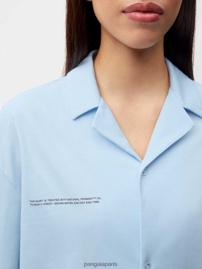 bleu pierre de lune Pangaia vêtements femmes DH84F0437 chemise de pyjama en coton bio