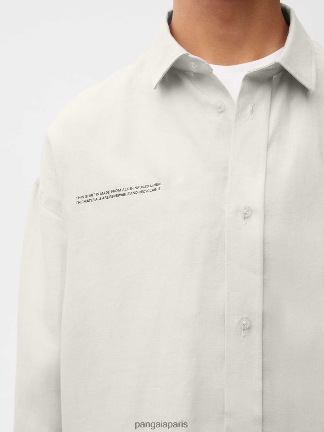 calcaire Pangaia vêtements femmes DH84F0392 chemise à manches longues et col en lin aloe