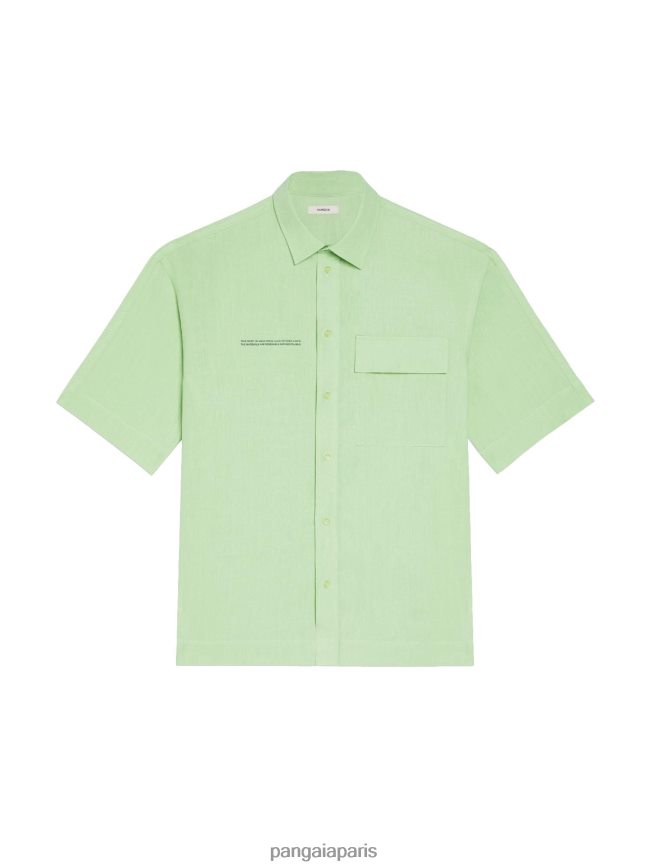 pistache Pangaia vêtements femmes DH84F0399 chemise à manches courtes en lin aloe