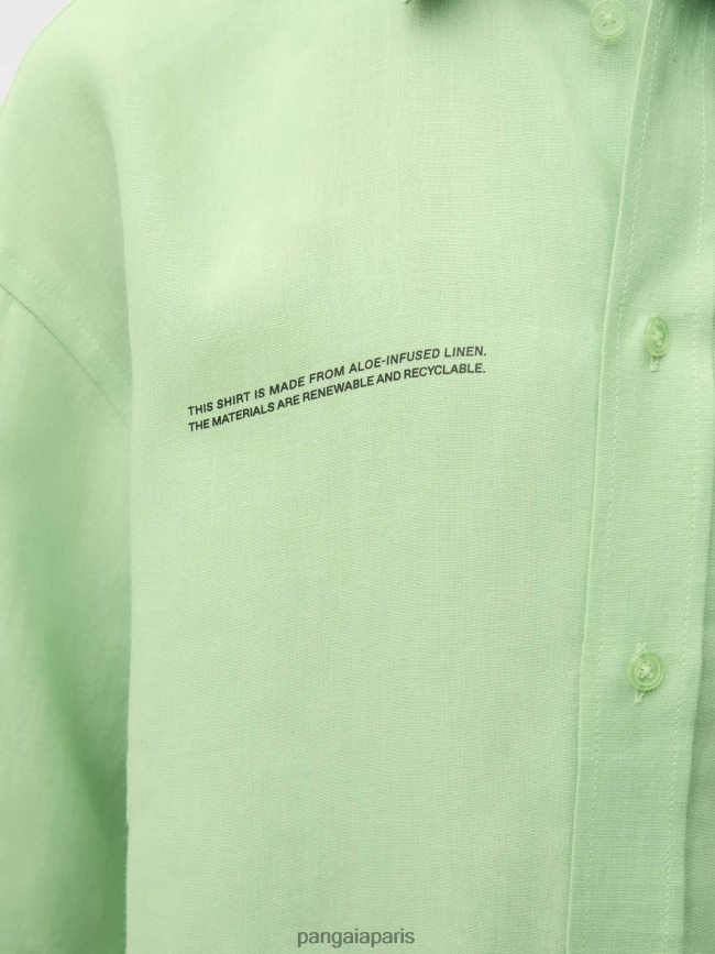 pistache Pangaia vêtements femmes DH84F0399 chemise à manches courtes en lin aloe