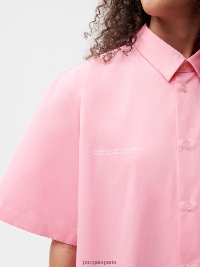 rose sakura Pangaia vêtements femmes DH84F0400 chemise à manches courtes et col ananas