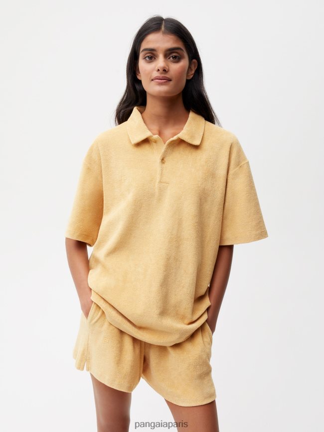 sable noir Pangaia vêtements femmes DH84F0401 polo en éponge