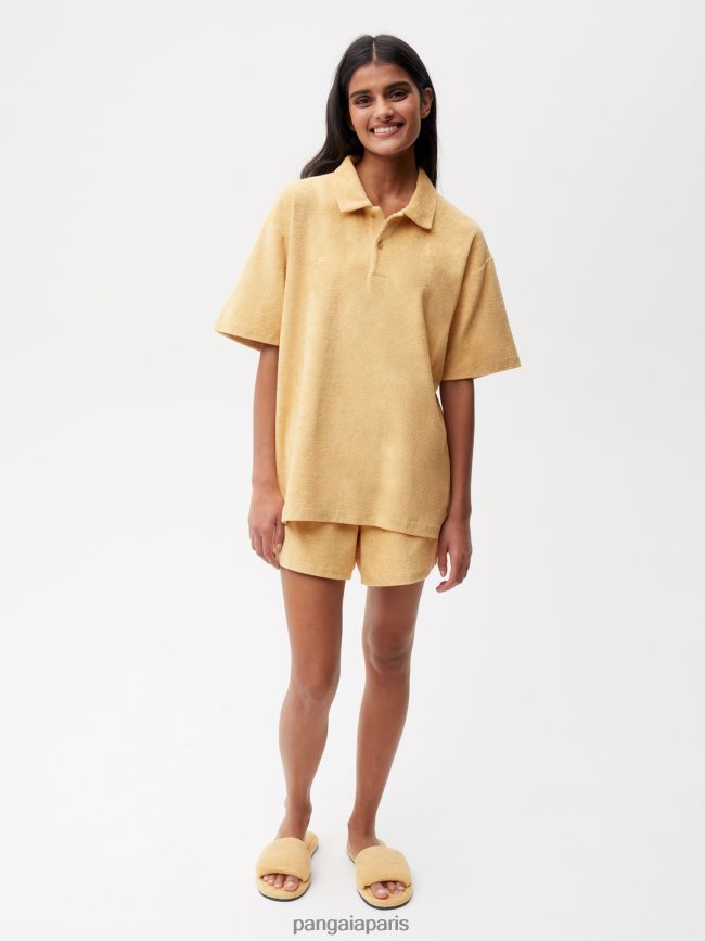 sable noir Pangaia vêtements femmes DH84F0401 polo en éponge