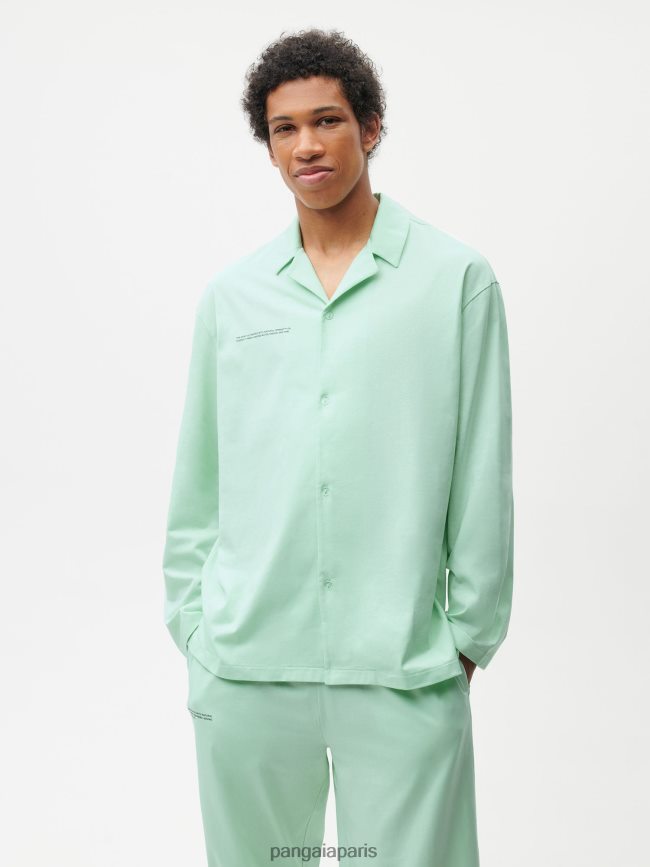 vert lagon Pangaia vêtements femmes DH84F0430 chemise de pyjama en coton bio