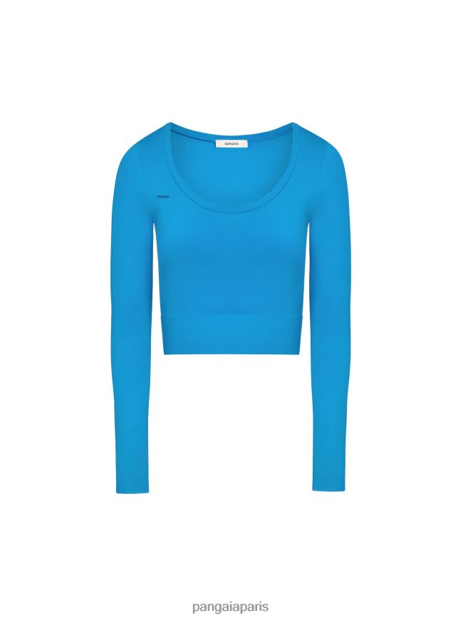bleu céruléen Pangaia vêtements femmes DH84F0218 mouvement haut à manches longues
