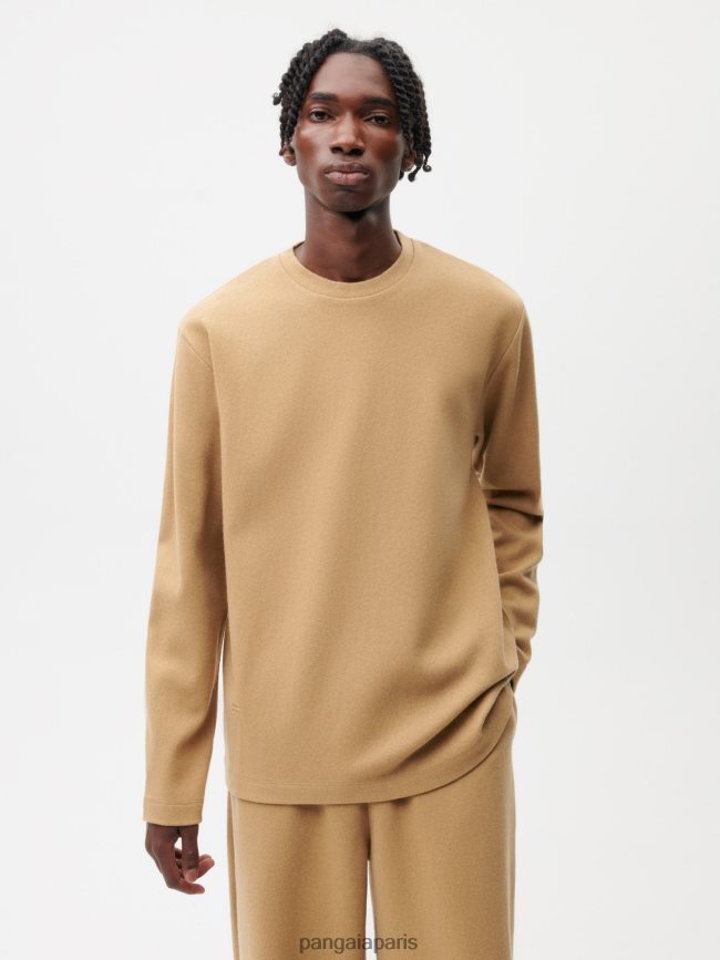 brun Pangaia vêtements femmes DH84F0206 haut à manches longues en jersey de laine recyclée