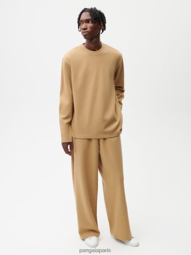 brun Pangaia vêtements femmes DH84F0206 haut à manches longues en jersey de laine recyclée