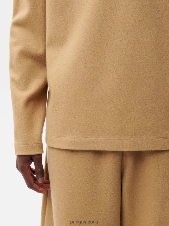 brun Pangaia vêtements femmes DH84F0206 haut à manches longues en jersey de laine recyclée