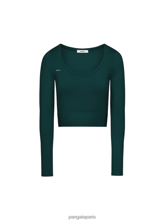 feuillage vert Pangaia vêtements femmes DH84F0190 mouvement haut à manches longues