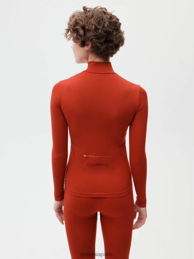 jaspe rouge Pangaia vêtements femmes DH84F0146 motion x top zippé à manches longues