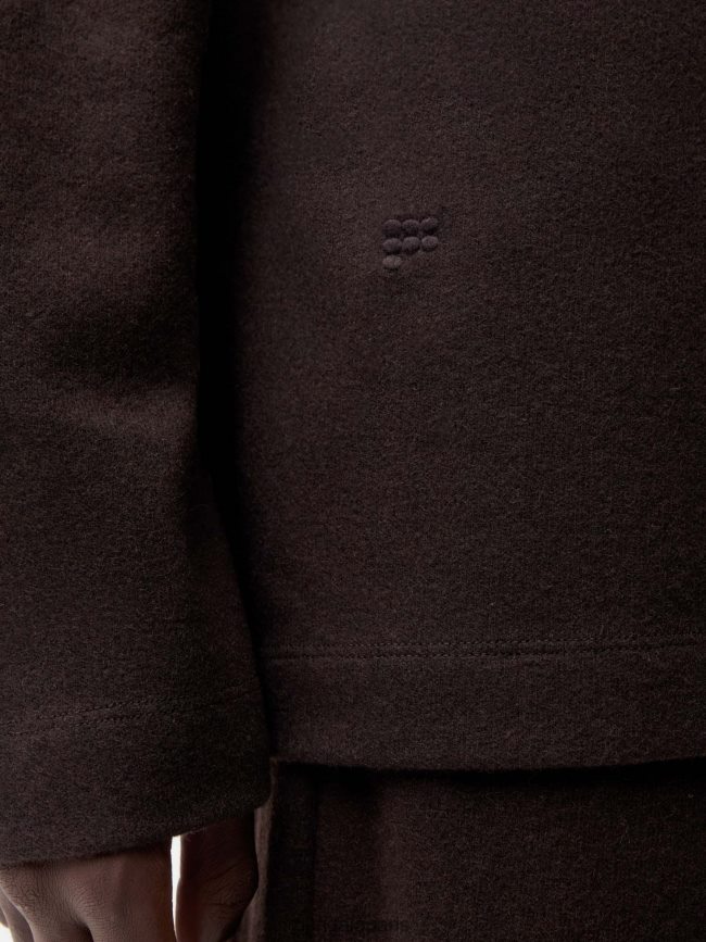 marron Pangaia vêtements femmes DH84F0200 haut à manches longues en jersey de laine recyclée