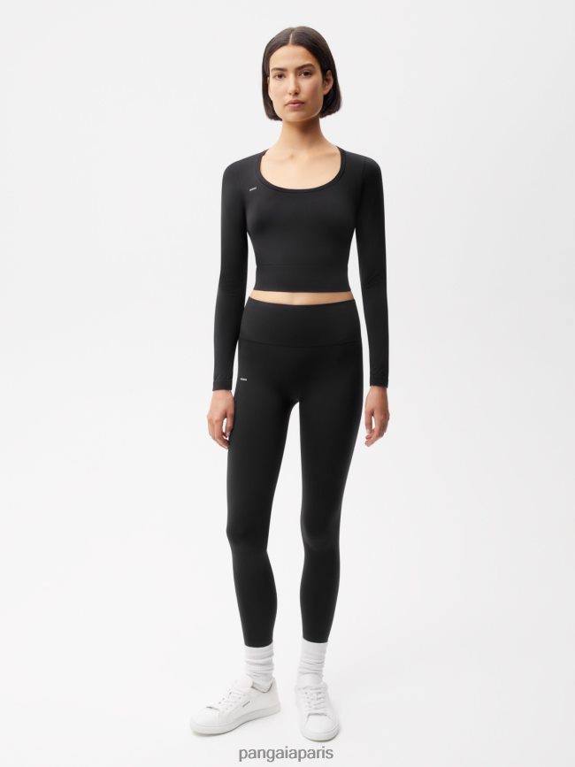 noir Pangaia vêtements femmes DH84F0147 mouvement haut à manches longues