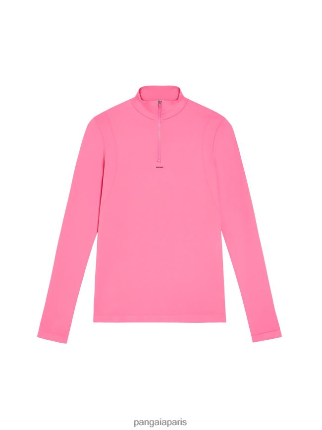 rose pastèque Pangaia vêtements femmes DH84F0205 motion x top zippé à manches longues