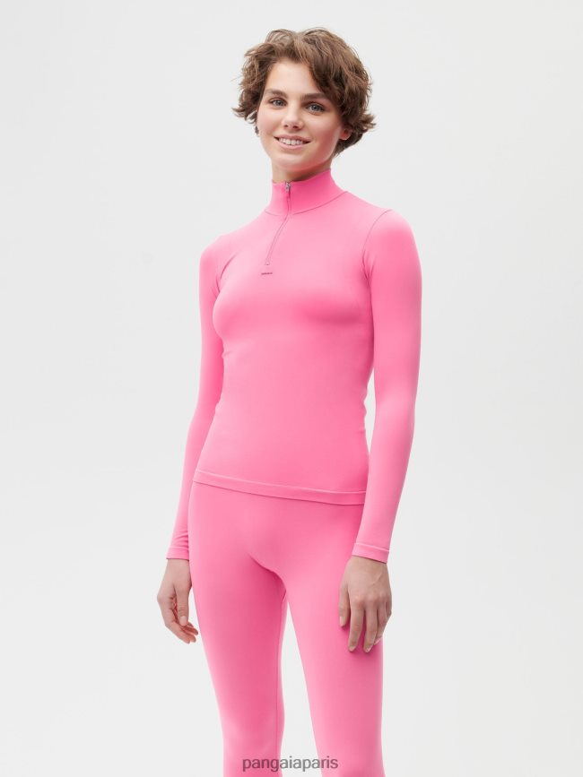 rose pastèque Pangaia vêtements femmes DH84F0205 motion x top zippé à manches longues