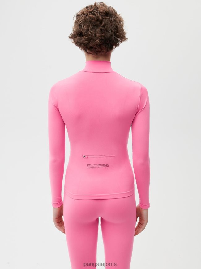 rose pastèque Pangaia vêtements femmes DH84F0205 motion x top zippé à manches longues