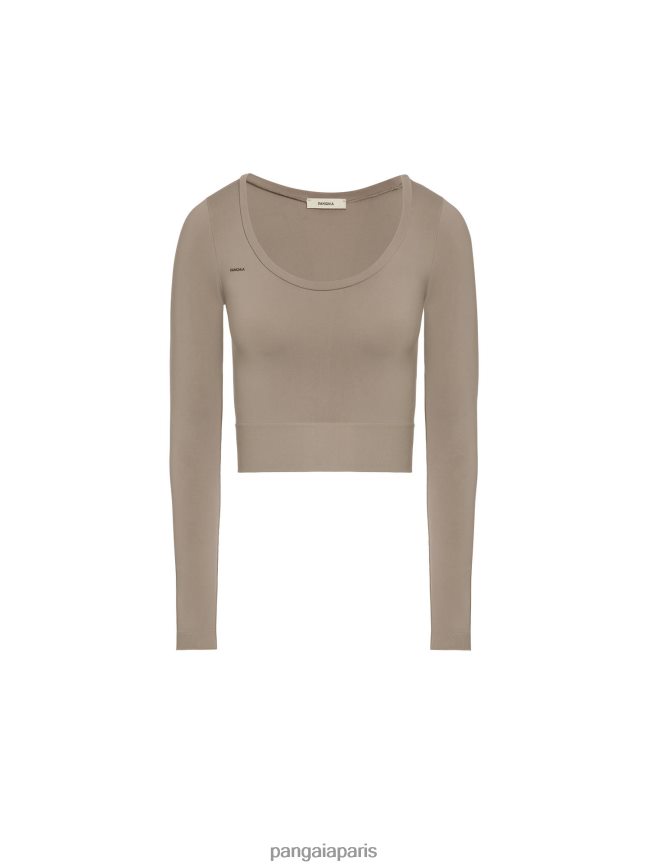 taupe Pangaia vêtements femmes DH84F0189 mouvement haut à manches longues