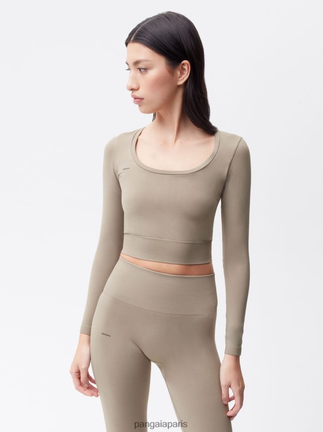 taupe Pangaia vêtements femmes DH84F0189 mouvement haut à manches longues