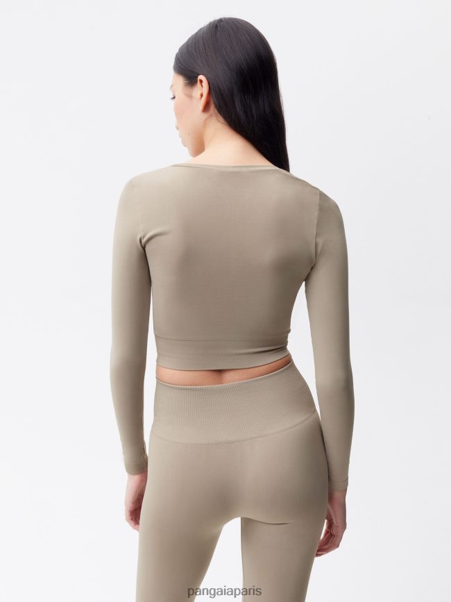 taupe Pangaia vêtements femmes DH84F0189 mouvement haut à manches longues