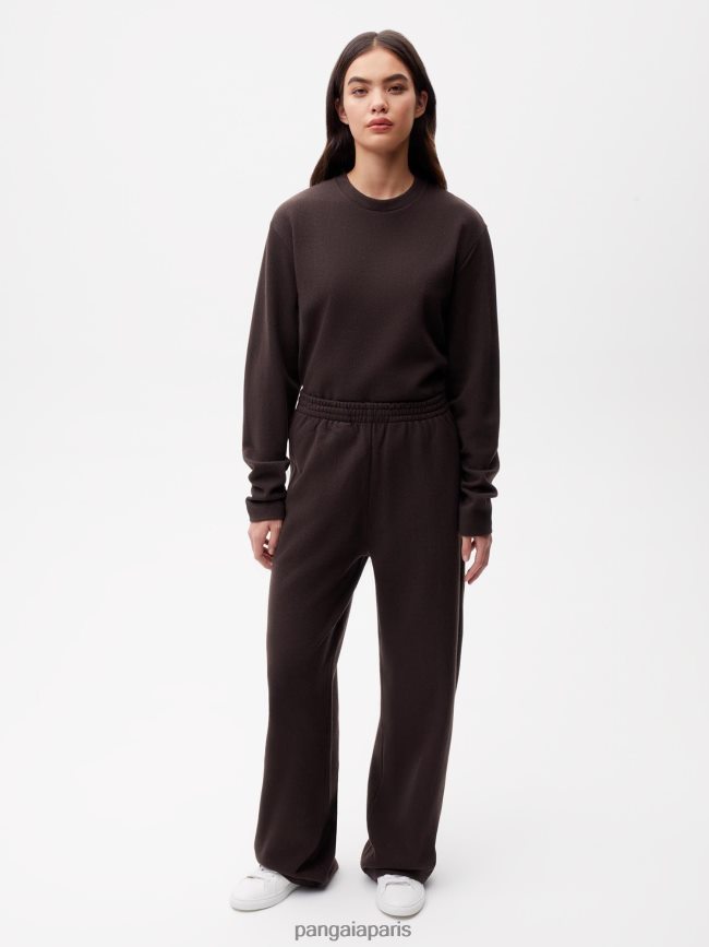 marron Pangaia vêtements femmes DH84F0327 pantalon de jogging ample en jersey de laine recyclée