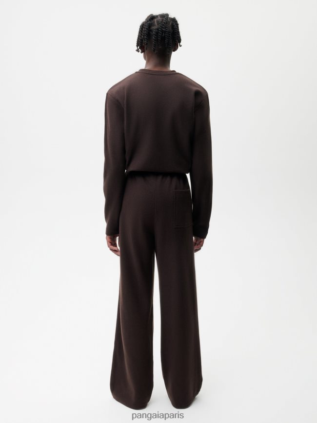 marron Pangaia vêtements femmes DH84F0327 pantalon de jogging ample en jersey de laine recyclée