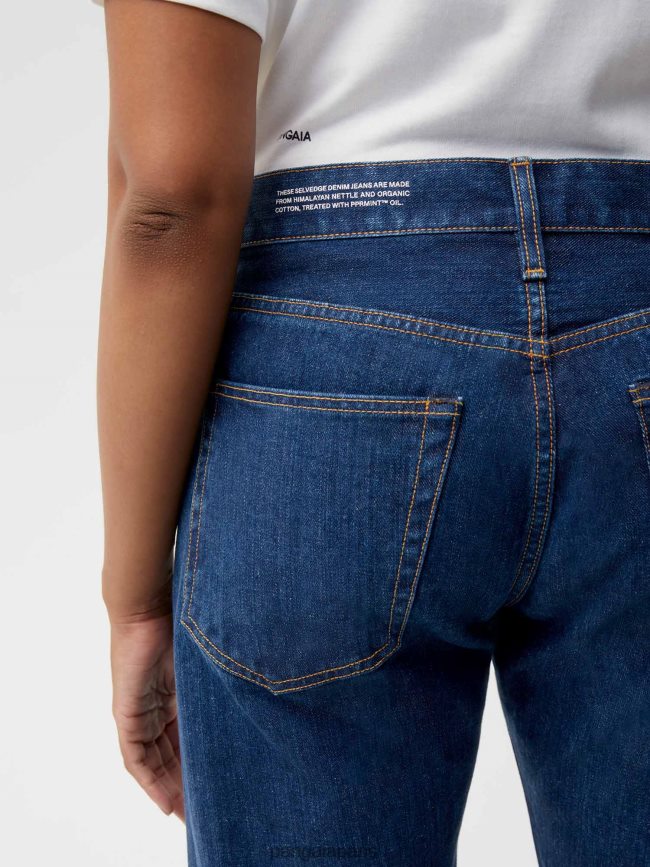 mi-lavage Pangaia vêtements femmes DH84F0381 jean droit en denim ortie