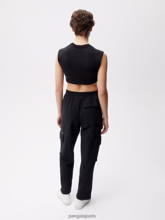 noir Pangaia vêtements femmes DH84F0337 pantalon cargo en jersey de coton recyclé