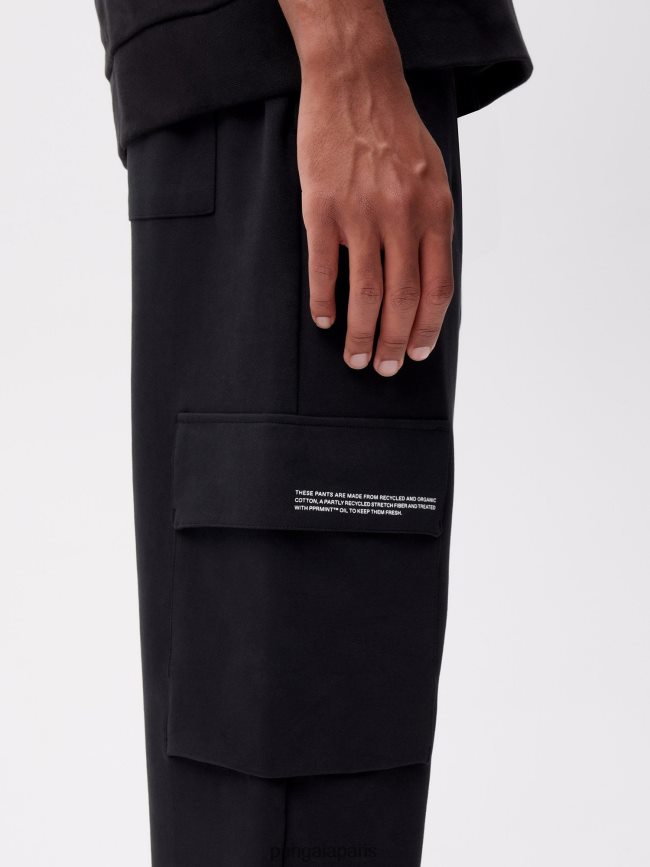 noir Pangaia vêtements femmes DH84F0337 pantalon cargo en jersey de coton recyclé